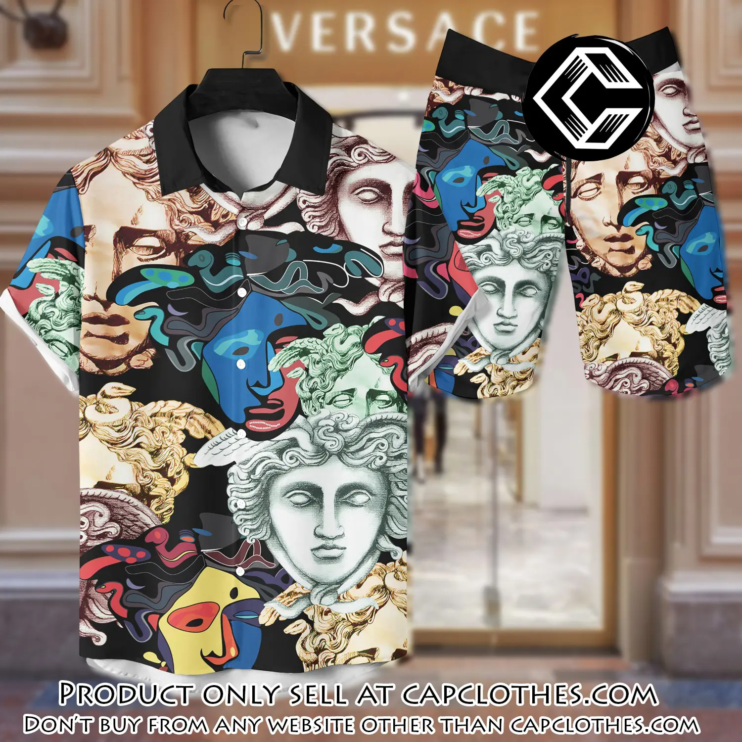 Versace luxury hawaiian shirt & short set lhs1214 cc4559865